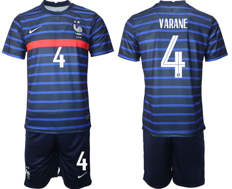 Men 2020-2021 European Cup France home blue #4 Soccer Jersey->france jersey->Soccer Country Jersey